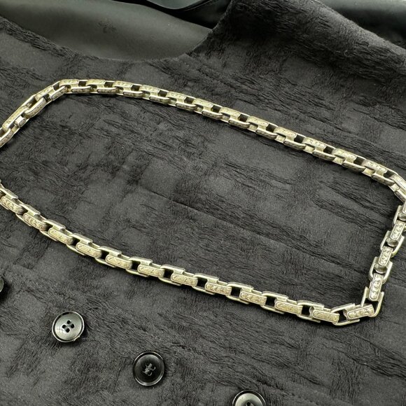JOHN VARVATOS "Distressed" Chain Necklace in Sterling MSRP $1598 - Picture 1 of 8